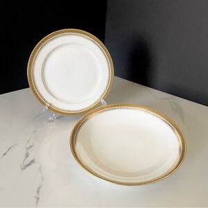 SET of 2 T&V Limoges Pieces - Gold Accented Salad Plate & Bowl